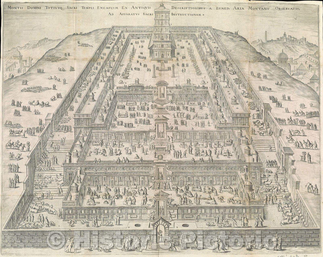 Historic Map : Montis Domini Totiusq. Sacri Templi Exemplum ex Antiquis Descriptionibus a Bened. Aria Montano Observatis ad Apparatus Sacri Instructionem, 1572 , Vintage Wall Art