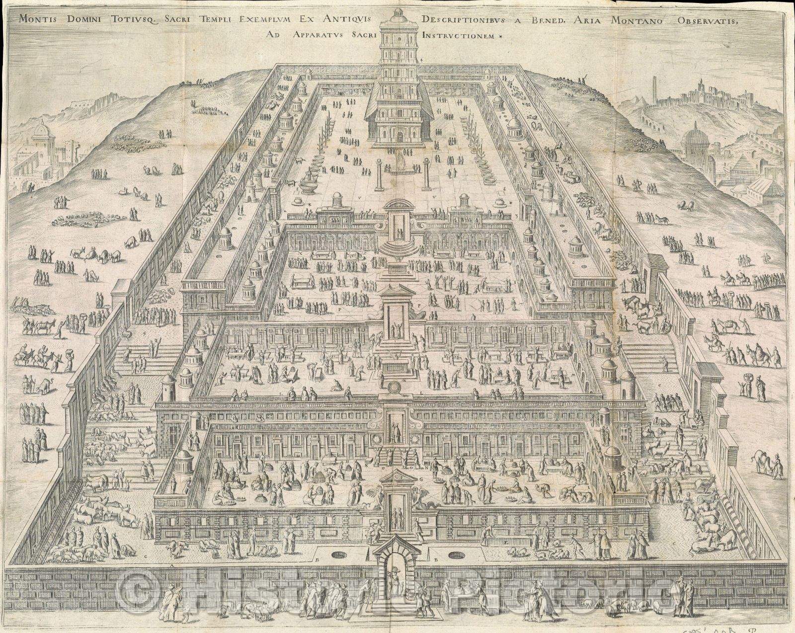 Historic Map : Montis Domini Totiusq. Sacri Templi Exemplum ex Antiquis Descriptionibus a Bened. Aria Montano Observatis ad Apparatus Sacri Instructionem, 1572 , Vintage Wall Art