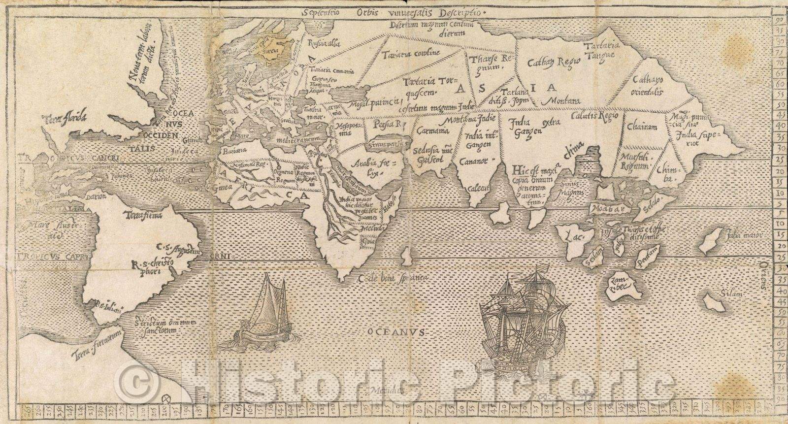 Historic Map : Orbis universalis Descriptio., 1582 , Vintage Wall Art