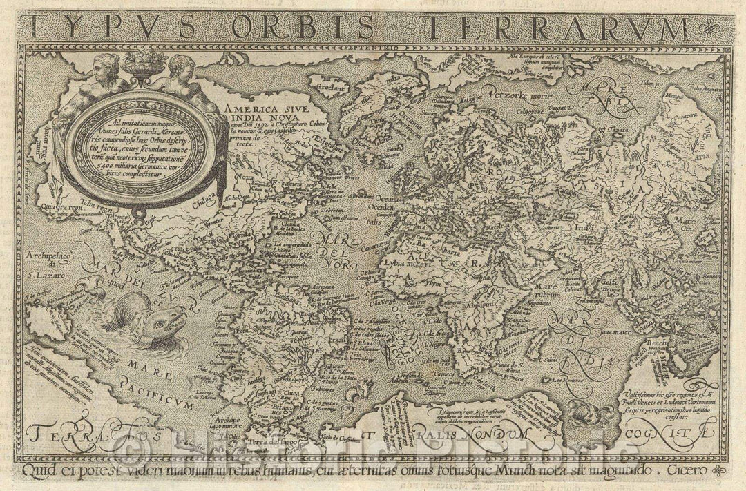 Historic Map : Typus Orbis Terrarum, 1596 , Vintage Wall Art