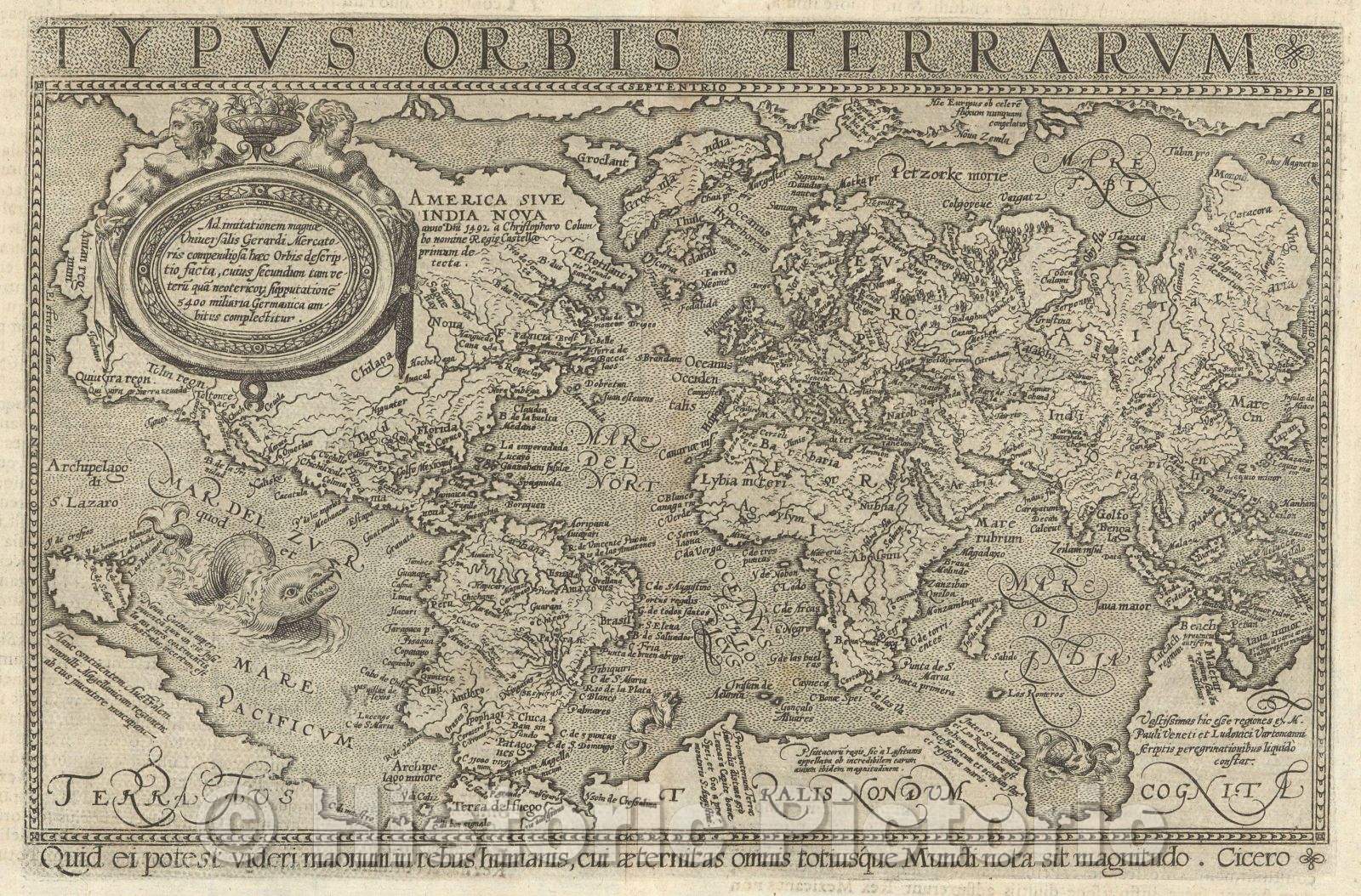 Historic Map : Typus Orbis Terrarum, 1596 , Vintage Wall Art