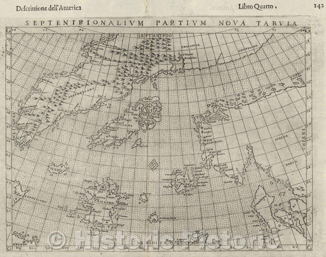 Historic Map : Septentrionalium Partium Nova Tabula, 1598 , Vintage Wall Art