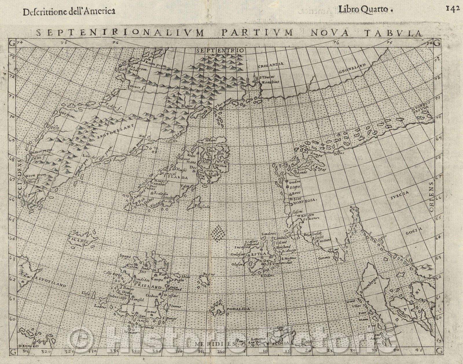 Historic Map : Septentrionalium Partium Nova Tabula, 1598 , Vintage Wall Art