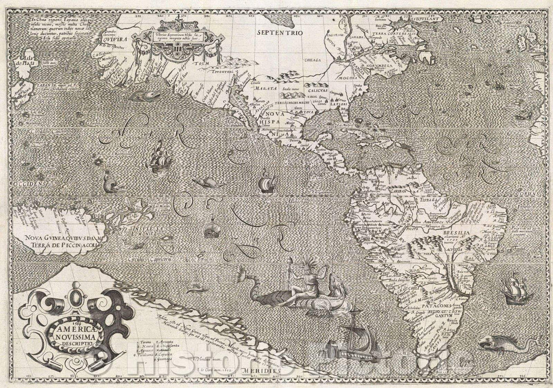 Historic Map : Americae Novissima Descriptio 1589, 1602 , Vintage Wall Art