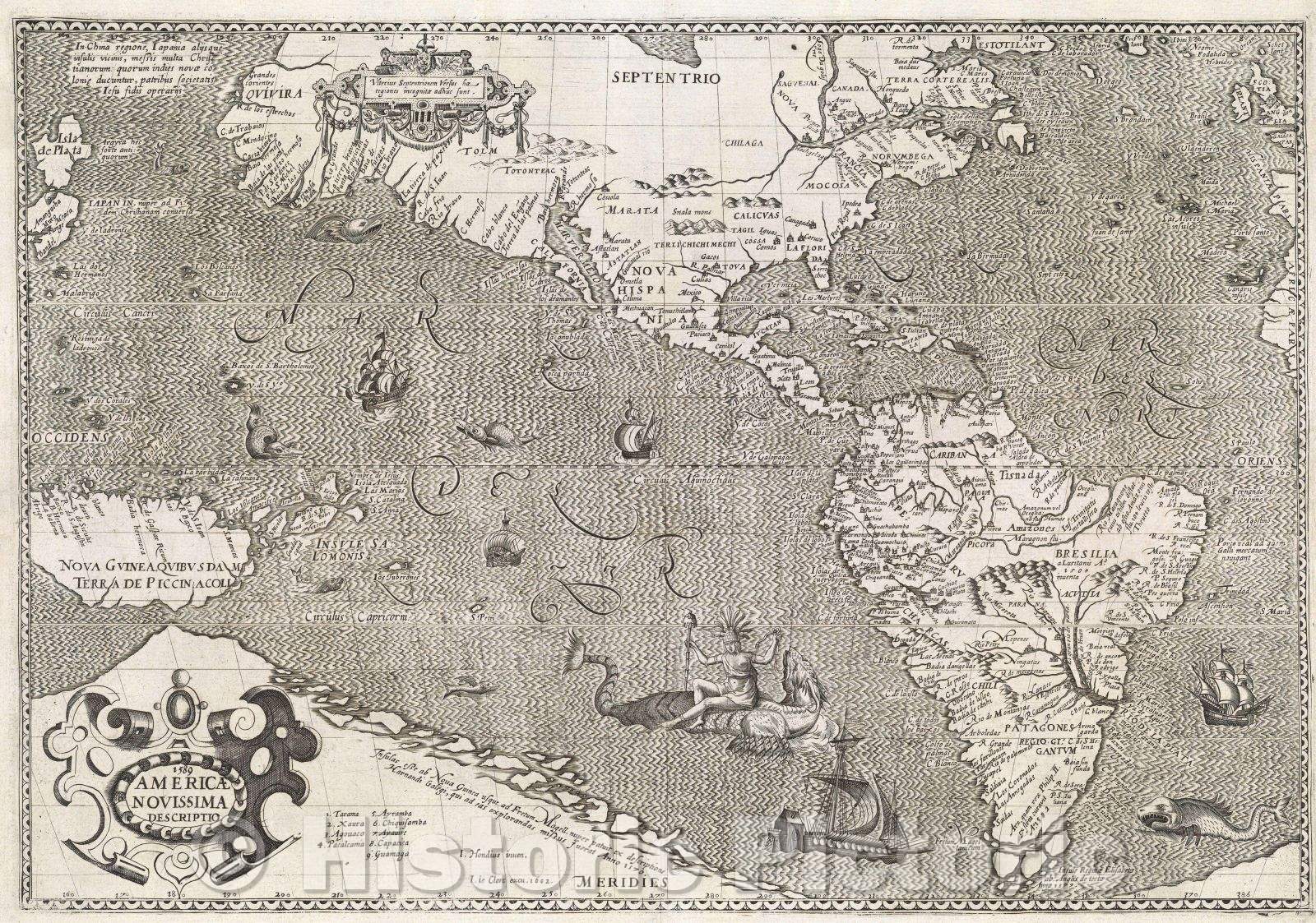 Historic Map : Americae Novissima Descriptio 1589, 1602 , Vintage Wall Art