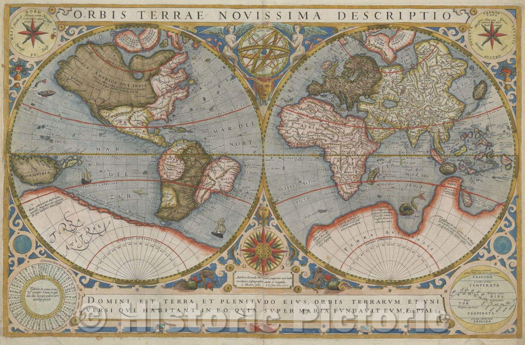 Historic Map : Orbis Terrae Novissima Descriptio, 1602 , Vintage Wall Art
