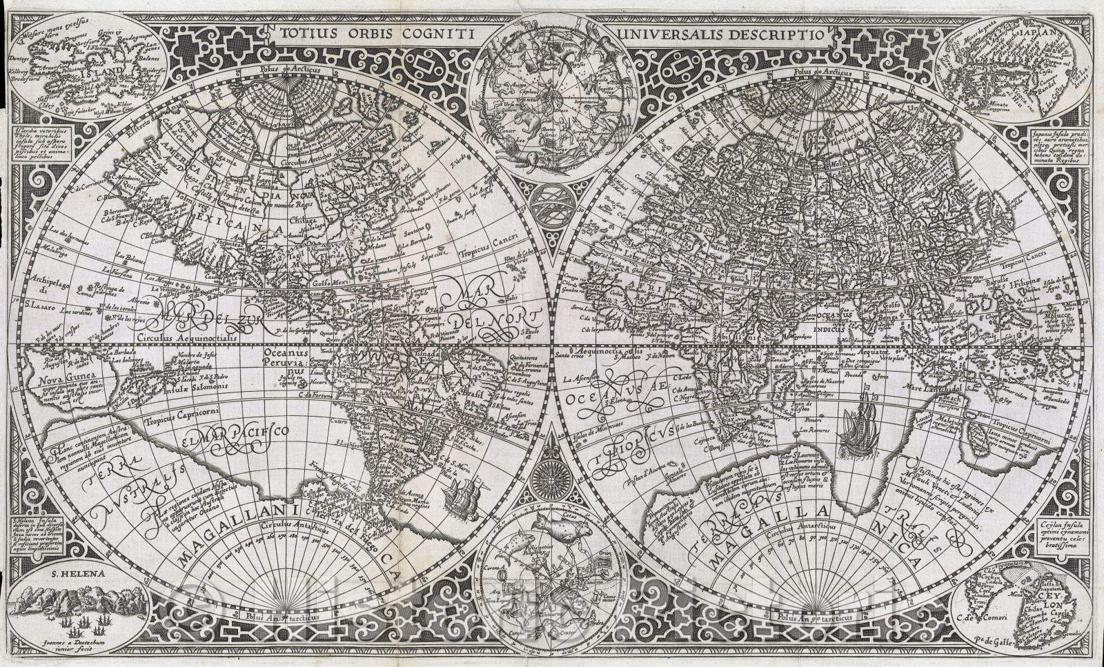 Historic Map : Totius Orbis Cogniti Universalis Descriptio., 1605 , Vintage Wall Art