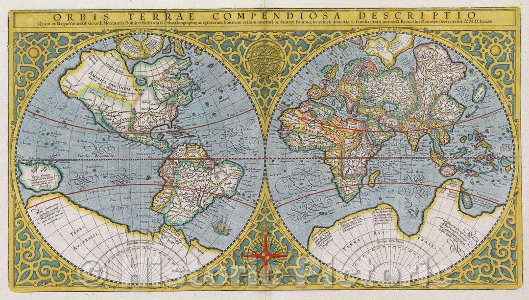 Historic Map : Orbis Terrae Compendiosa Descriptio, 1619 , Vintage Wall Art