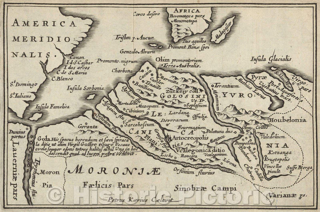 Historic Map : America Meridonalis, 1643 , Vintage Wall Art