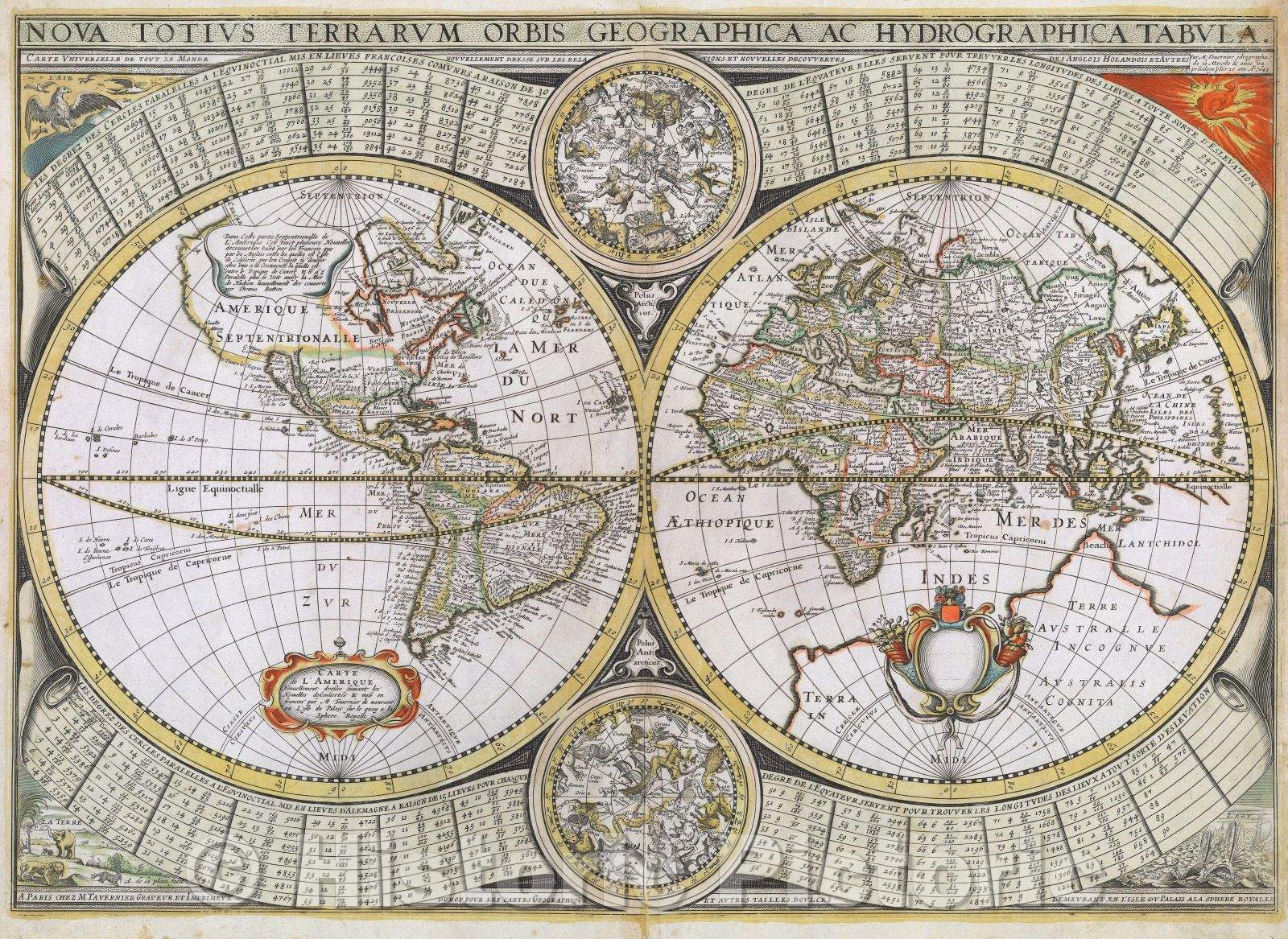 Historic Map : Nova Totius Terrarum Orbis Geographica ac Hydrographica Tabula, 1643 , Vintage Wall Art