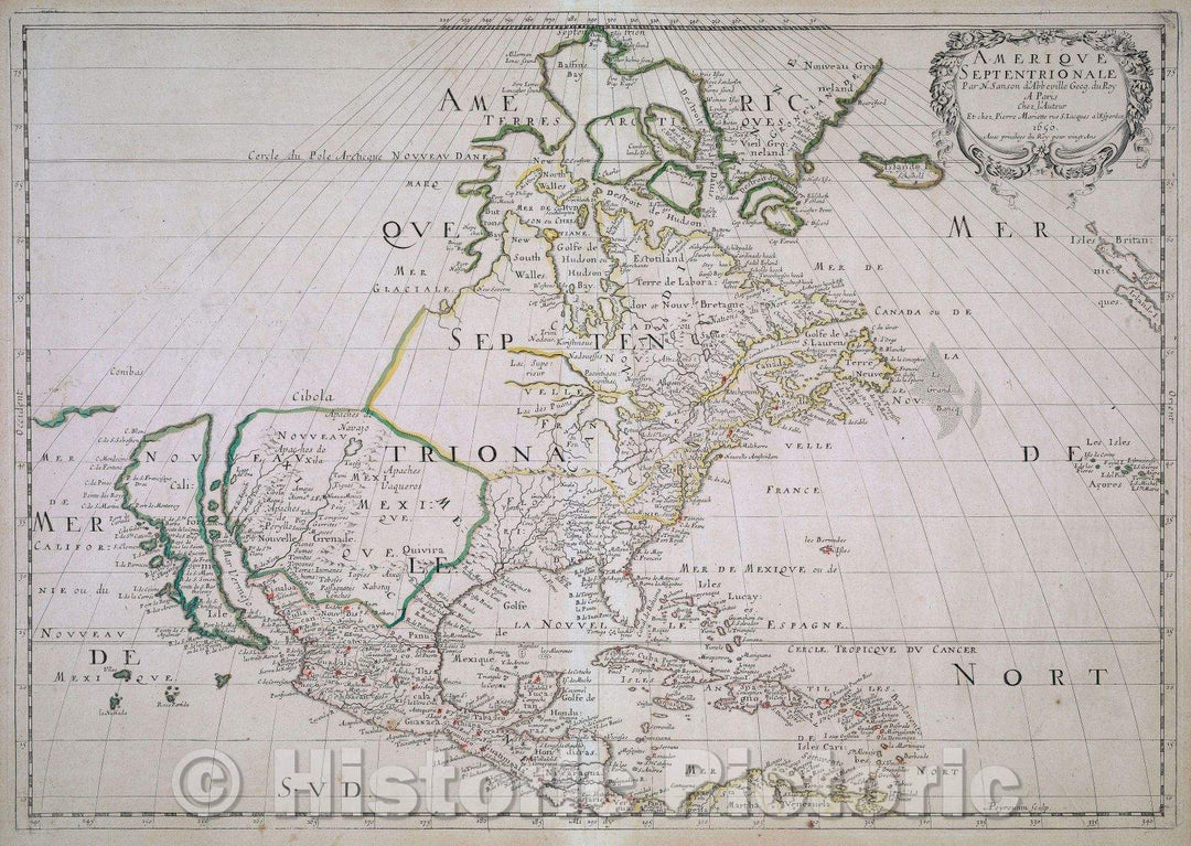 Historic Map : Amerique Septentrionale, 1650 , Vintage Wall Art