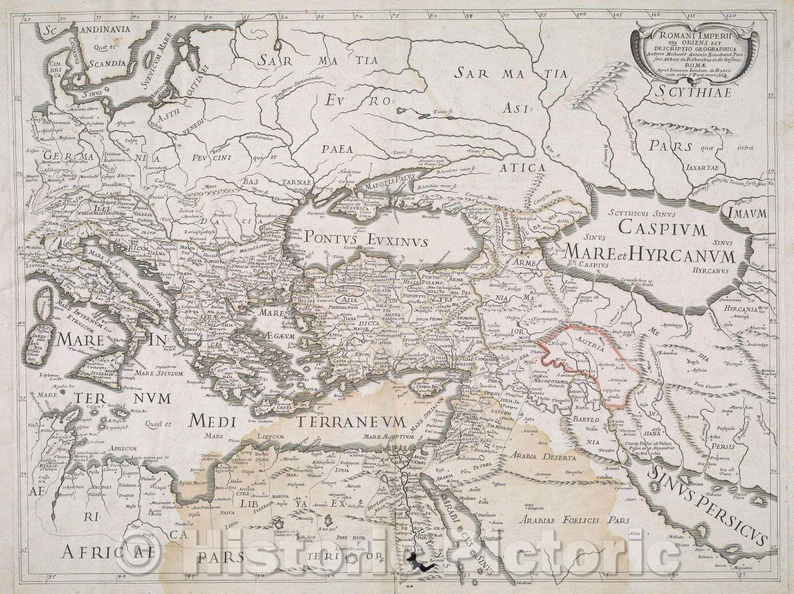 Historic Map : Romani Imperii qua Oriens est Descriptio Geographica, 1669 , Vintage Wall Art