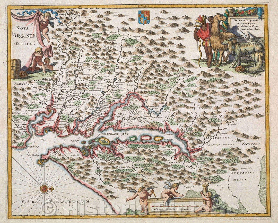 Historic Map : Nova Virginiae Tabula, 1670 , Vintage Wall Art