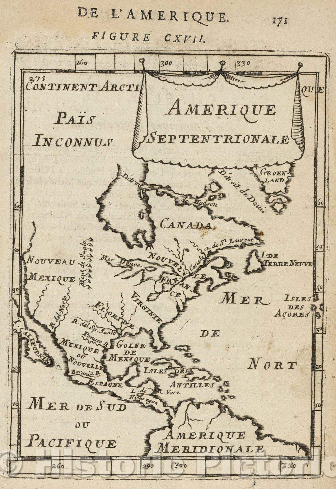 Historic Map : Amerique Septentrionale, 1683 , Vintage Wall Art
