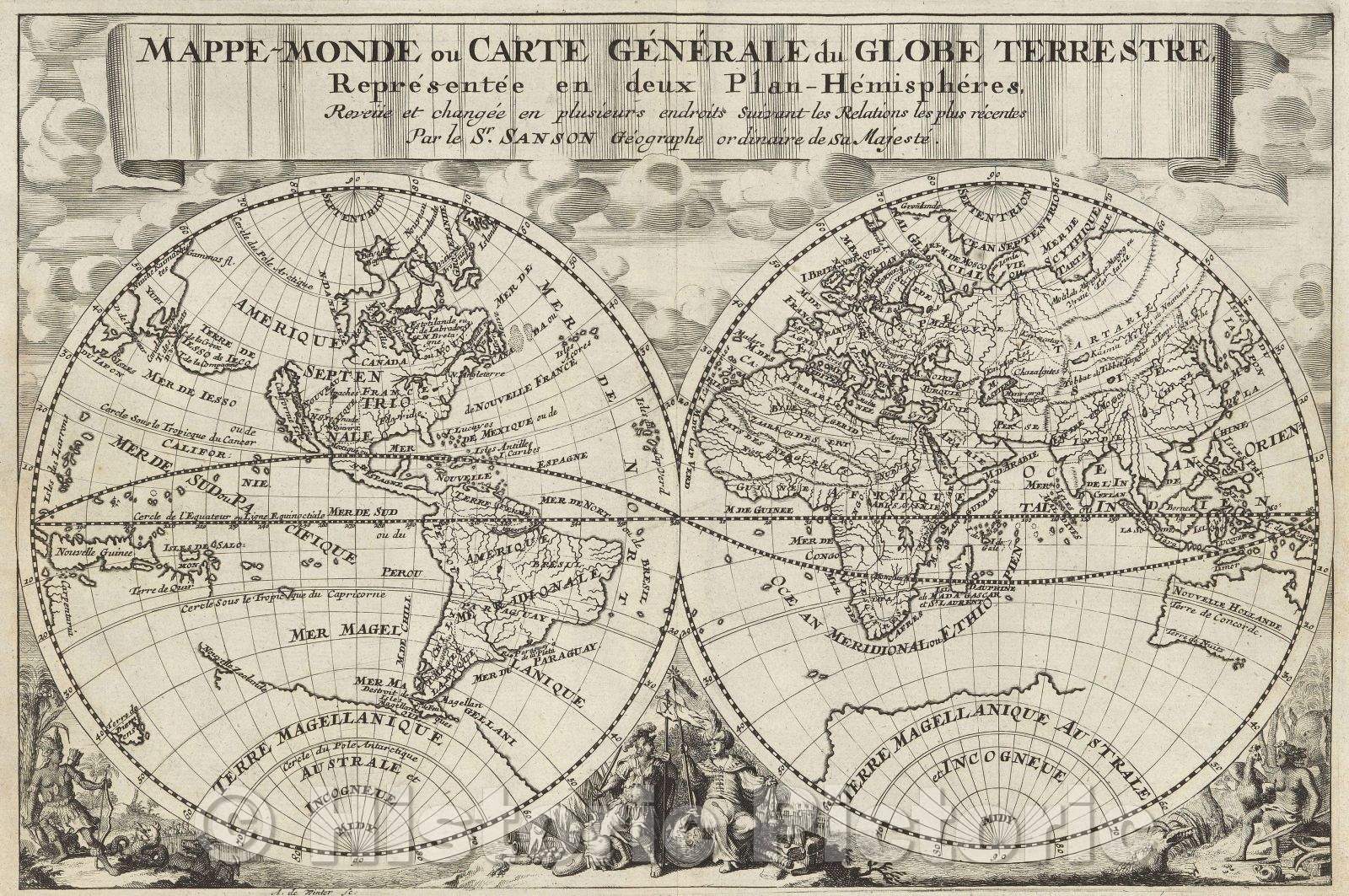 Mappemonde ou description generale du globe terrestre. - The