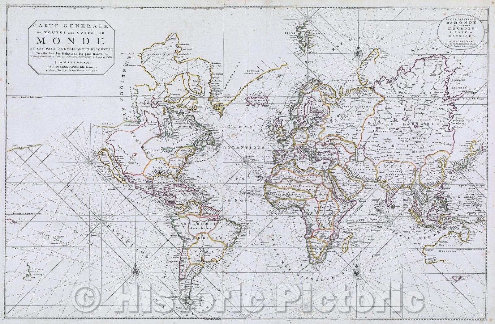 Historic Map : Carte Generale de toutes les Costes du Monde et les Pays Nouvellement Decouvert. Dressee sur les Relations les plus Nouvelle Et Principalment, 1703 , Vintage Wall Art