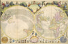 Historic Map : A New and Correct Map of the World Projected upon the Plane of the Horizon laid down from the Newest Discoveries and most Exact Observations, 1714 , Vintage Wall Art