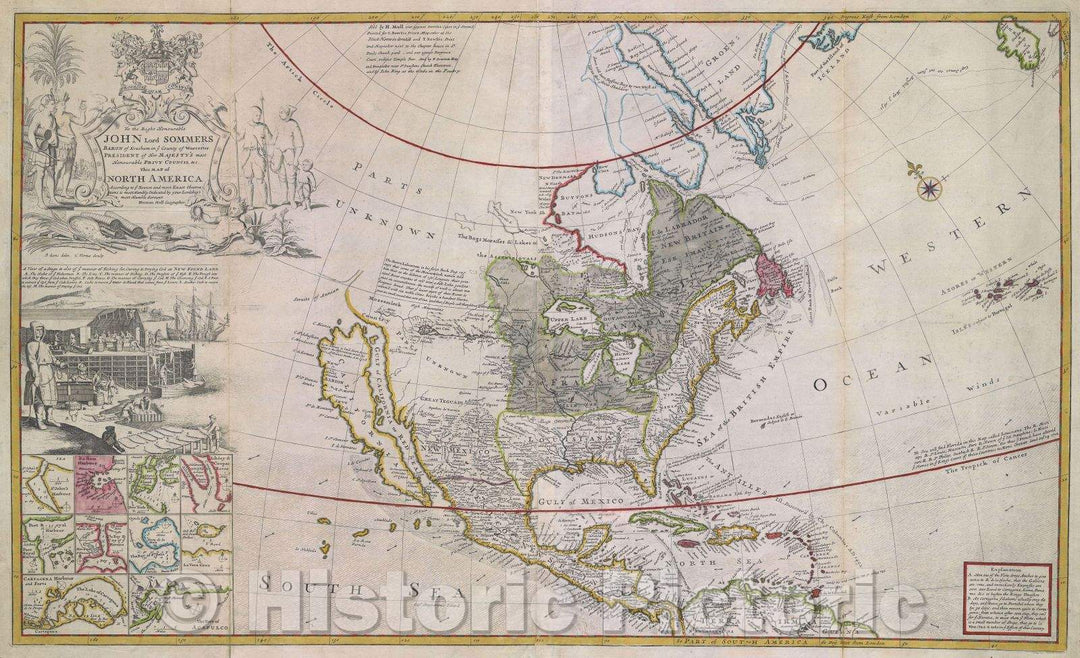 Historic Map : To the Right Honourable John Lord Sommers Baron of Evesham in ye County of Worcester President of Her Majesty's most Honourable Privy Council andc., 1725 , Vintage Wall Art
