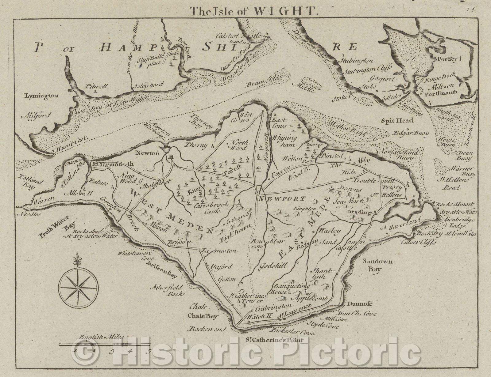 Historic Map : The Isle of Wight, 1769 , Vintage Wall Art