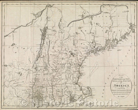 Historic Map : Map of the Northern, or, New England States of America, comprehending Vermont, New Hampshire, District of Main, Massachusetts, Rhode Island, 1795 , Vintage Wall Art