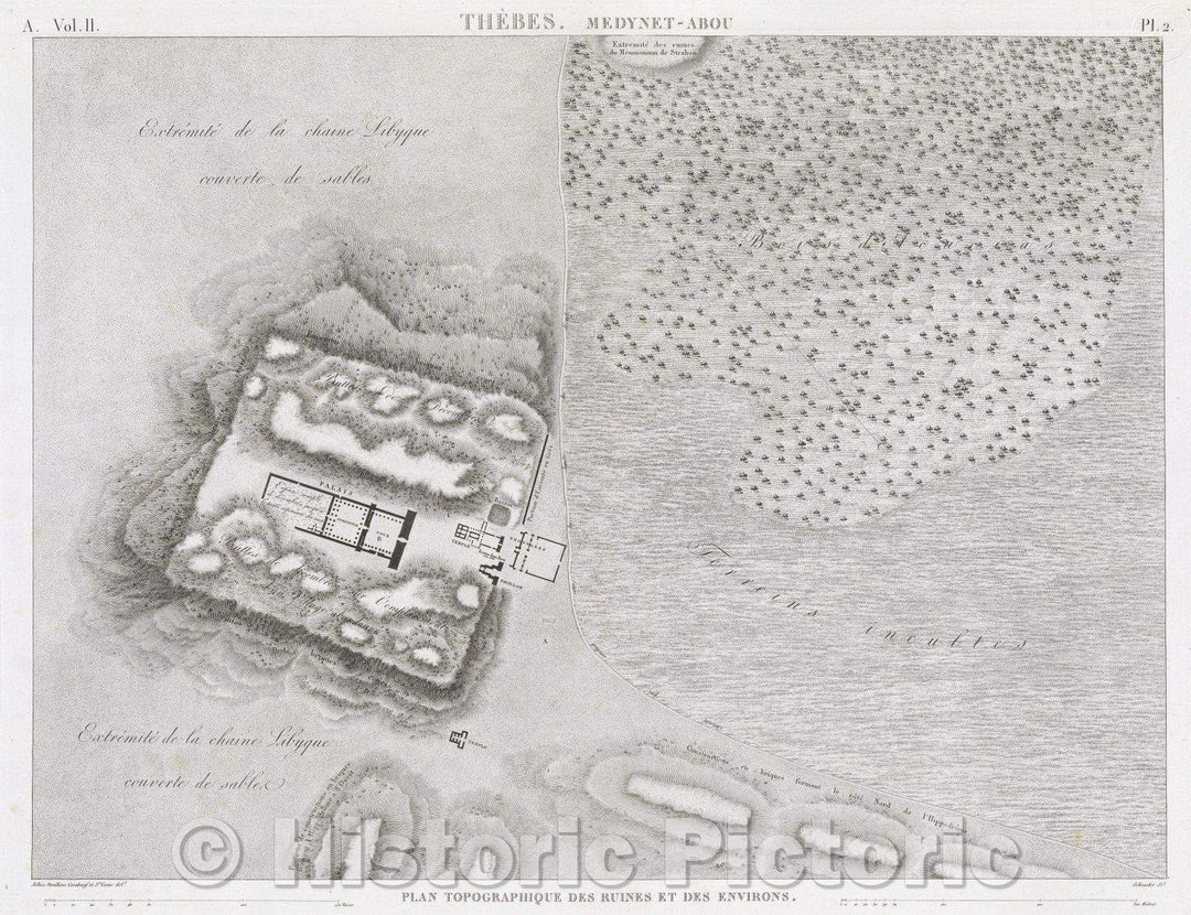 Historic Map : Thebes. Medynet Abou, 1823 , Vintage Wall Art
