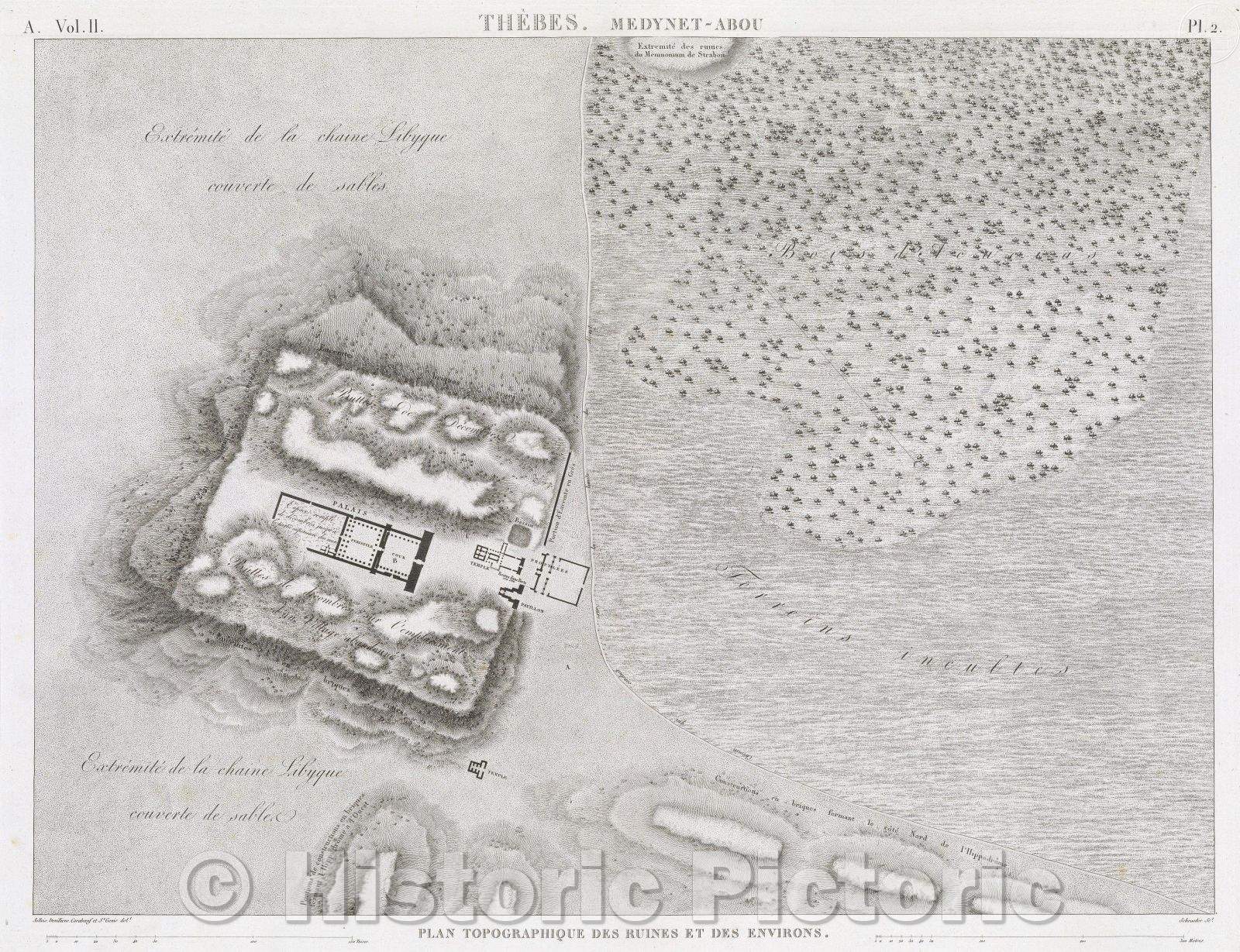 Historic Map : Thebes. Medynet Abou, 1823 , Vintage Wall Art