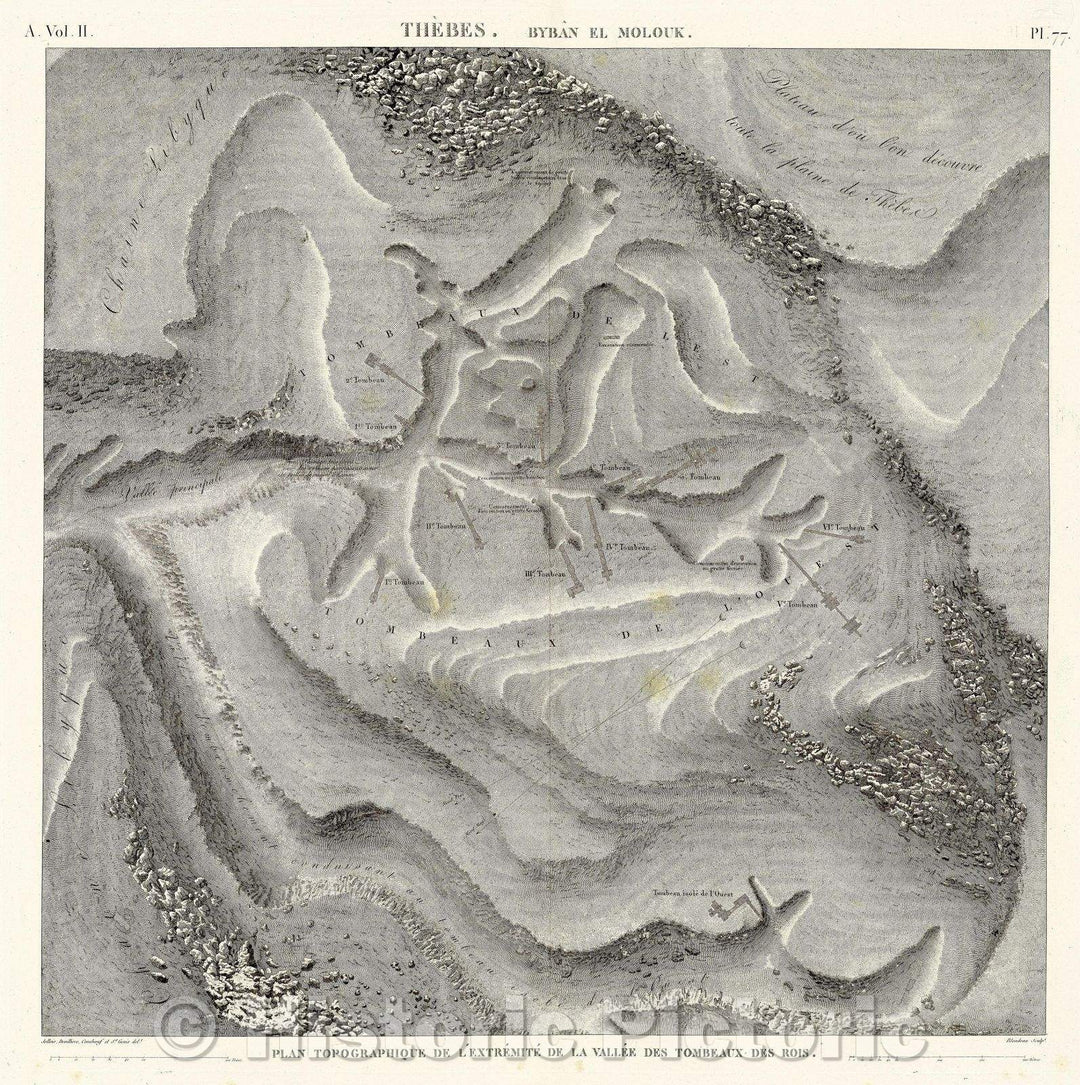 Historic Map : Thebes. Byban el Molouk., 1823 , Vintage Wall Art