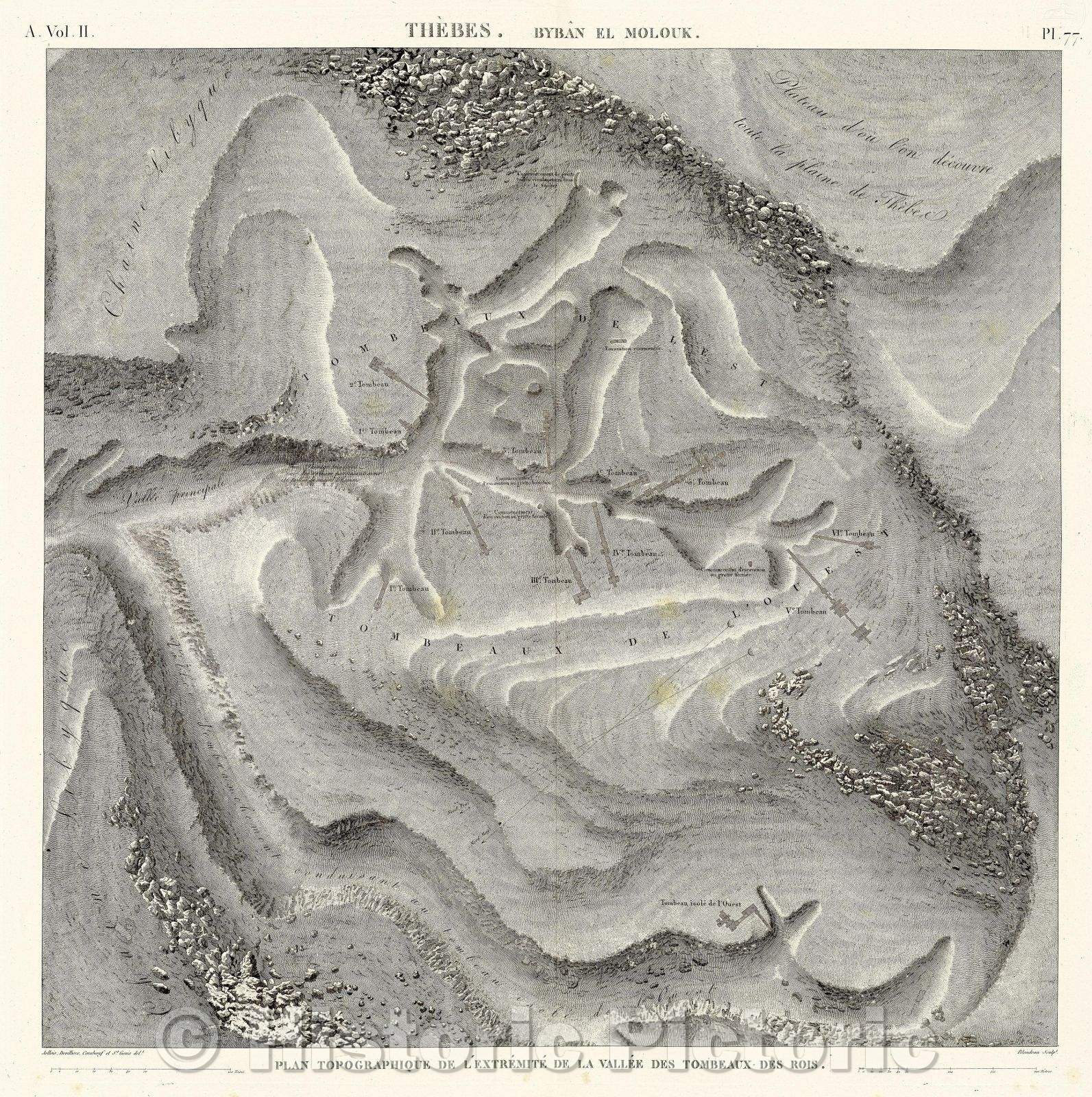 Historic Map : Thebes. Byban el Molouk., 1823 , Vintage Wall Art
