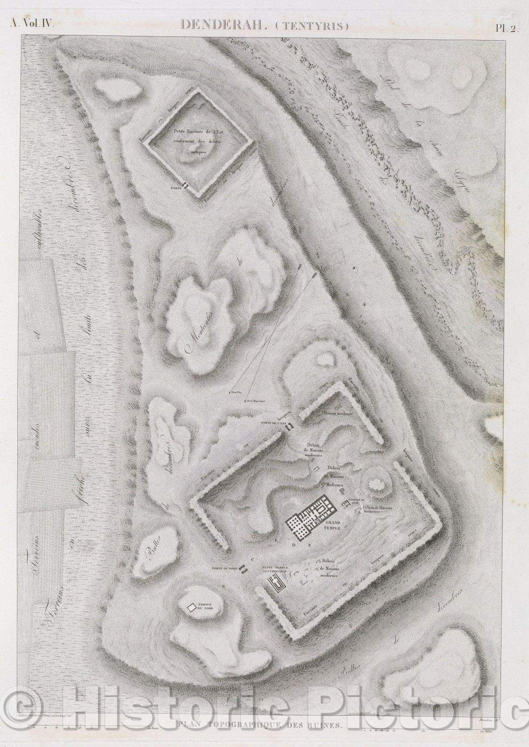 Historic Map : Denderah. (Tentyris), 1823 , Vintage Wall Art
