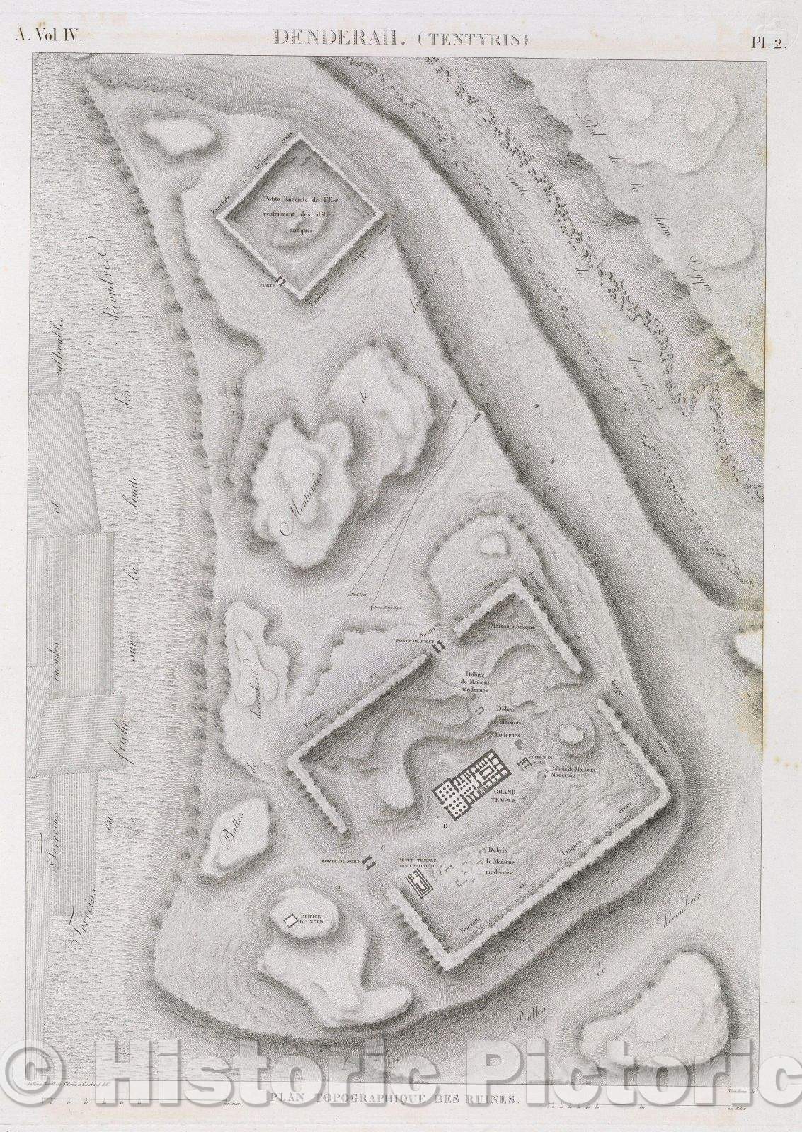Historic Map : Denderah. (Tentyris), 1823 , Vintage Wall Art
