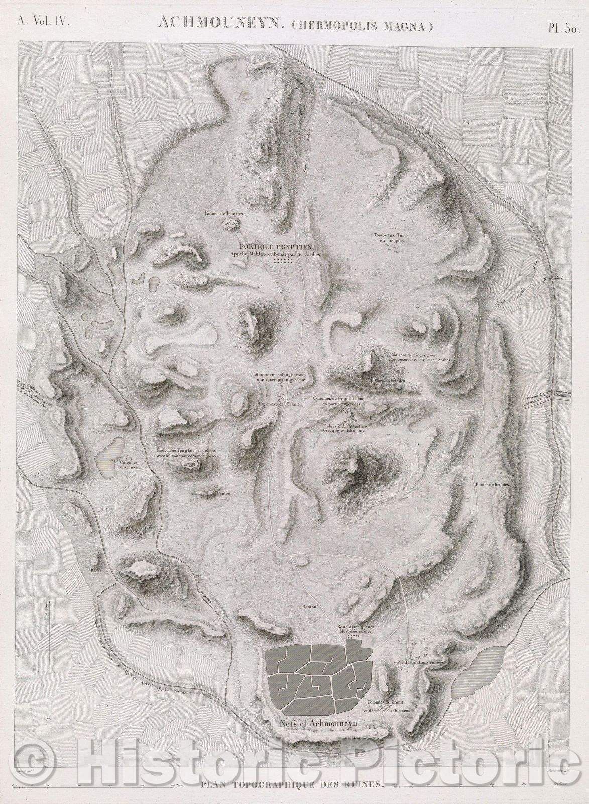 Historic Map : Achmouneyn. (Hermopolis Magna), 1823 , Vintage Wall Art