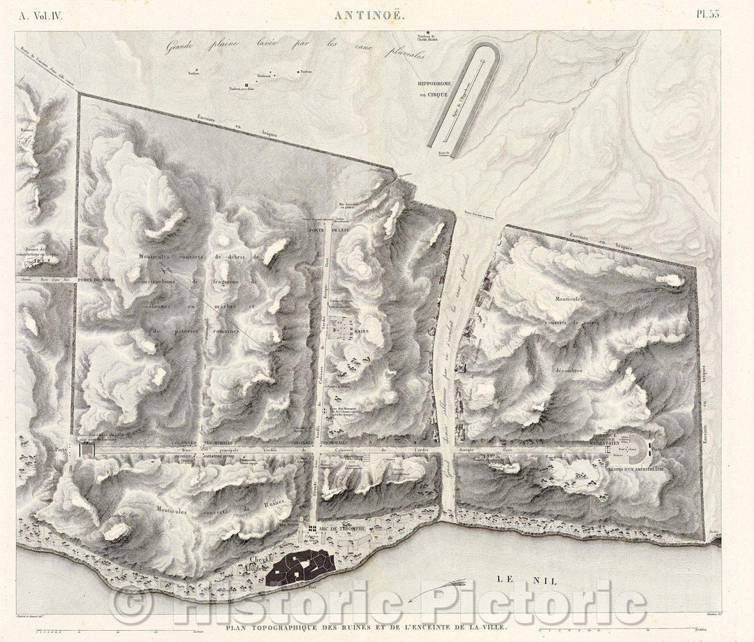 Historic Map : Antinoe, 1823 , Vintage Wall Art