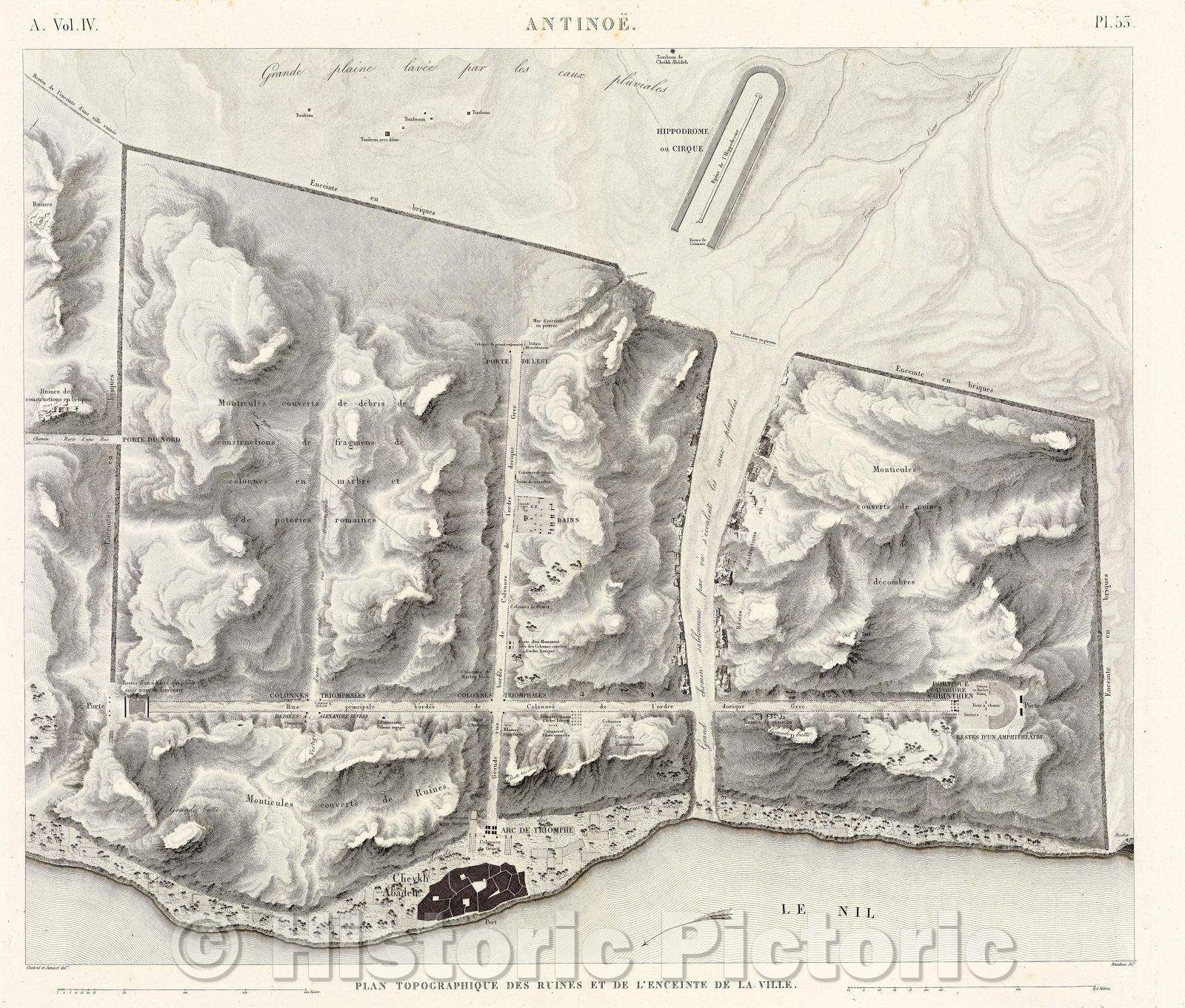 Historic Map : Antinoe, 1823 , Vintage Wall Art