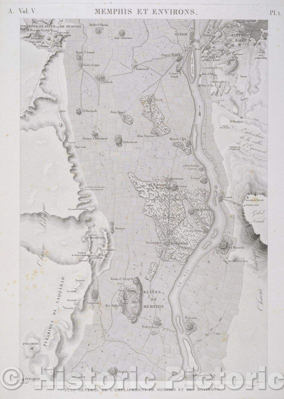 Historic Map : Memphis et Environs., 1823 , Vintage Wall Art