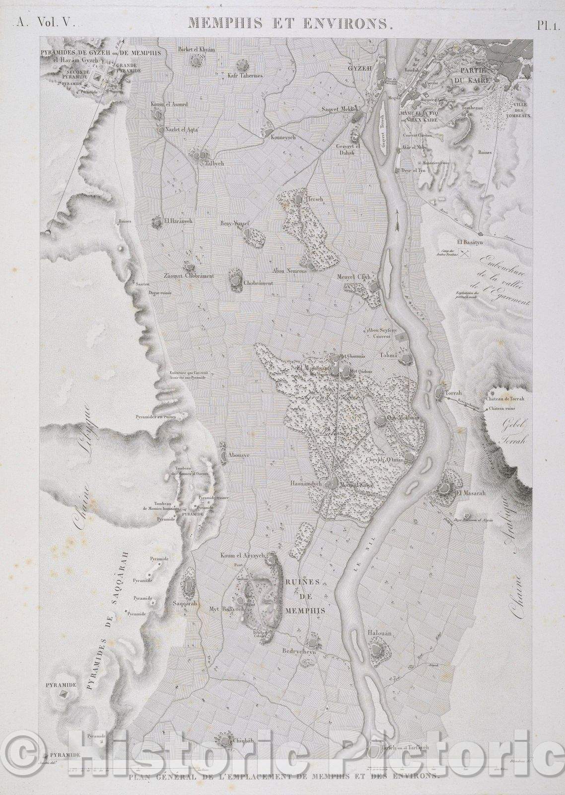 Historic Map : Memphis et Environs., 1823 , Vintage Wall Art