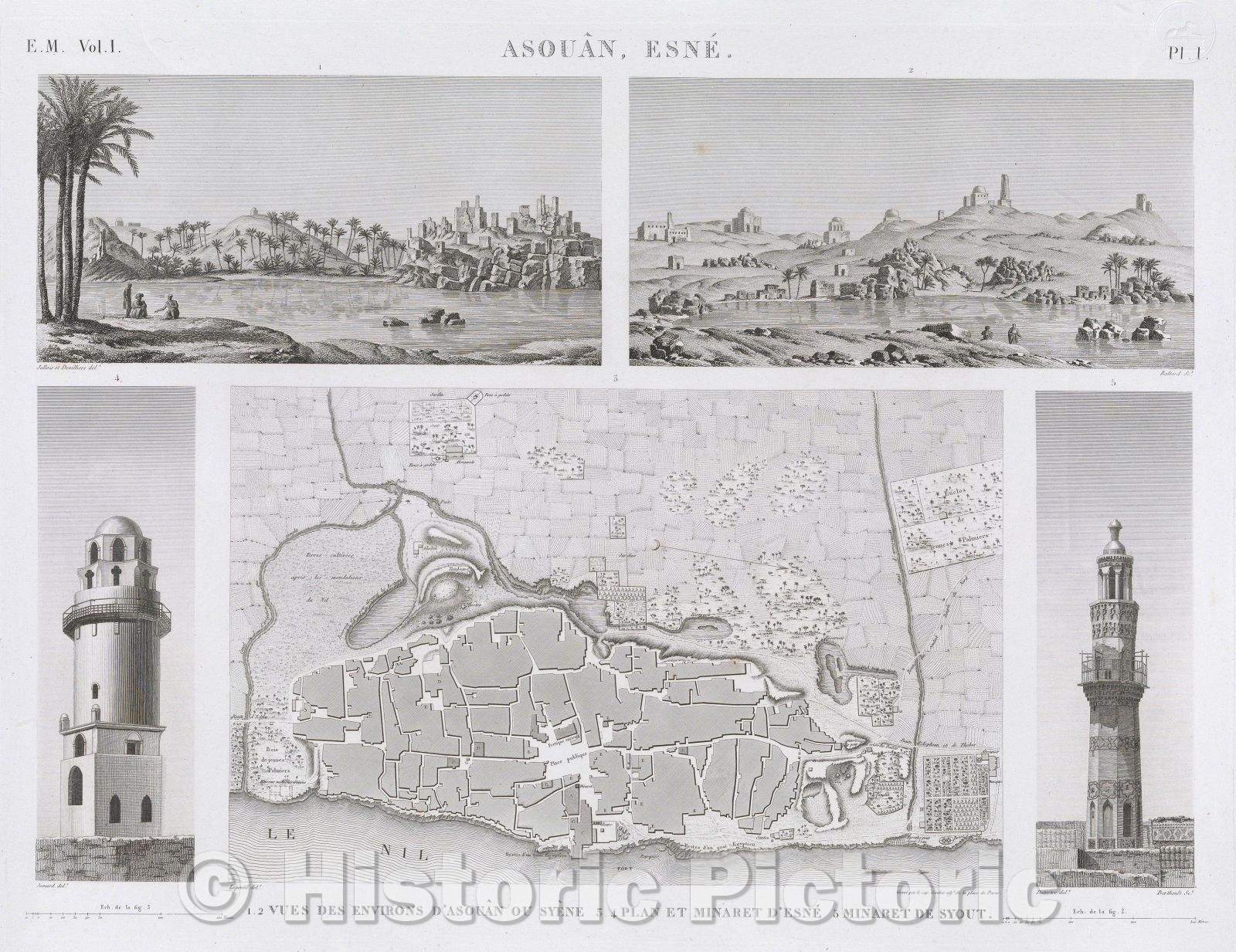 Historic Map : Asouan, Esne., 1823 , Vintage Wall Art