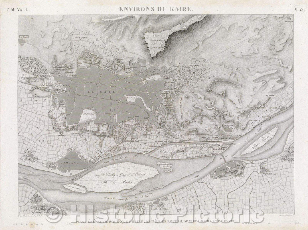 Historic Map : Environs de Kaire, 1823 , Vintage Wall Art