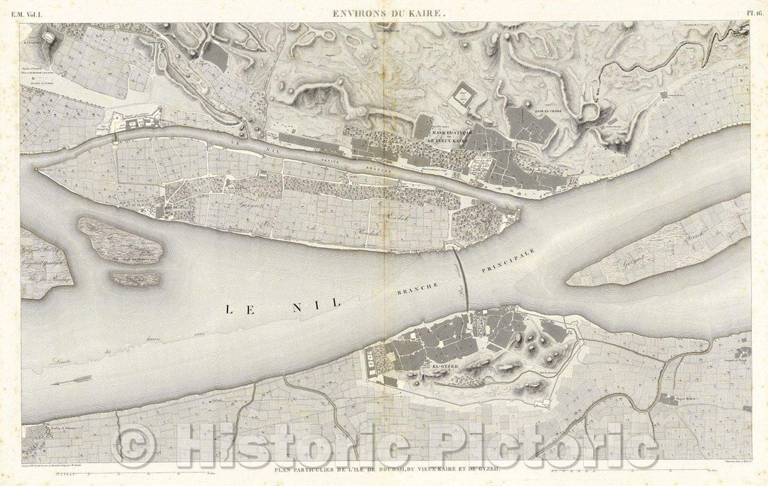 Historic Map : Environs du Kaire, 1823 , Vintage Wall Art , v2
