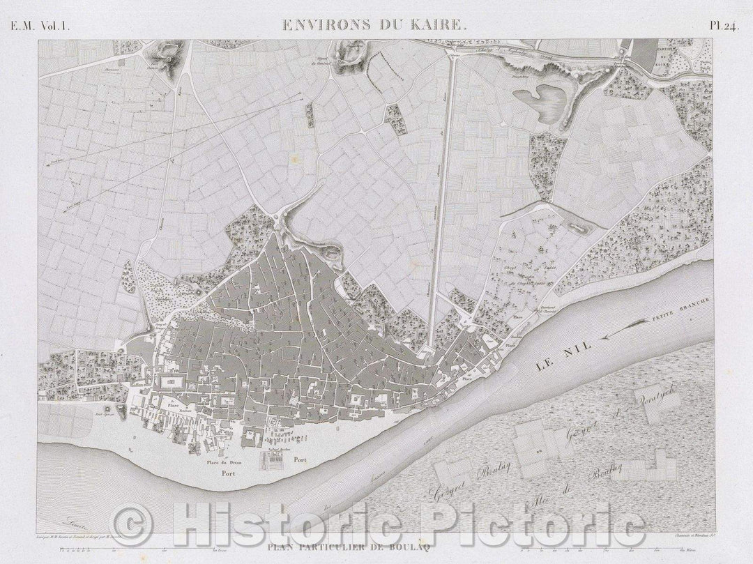 Historic Map : Environs du Kaire, 1823 , Vintage Wall Art