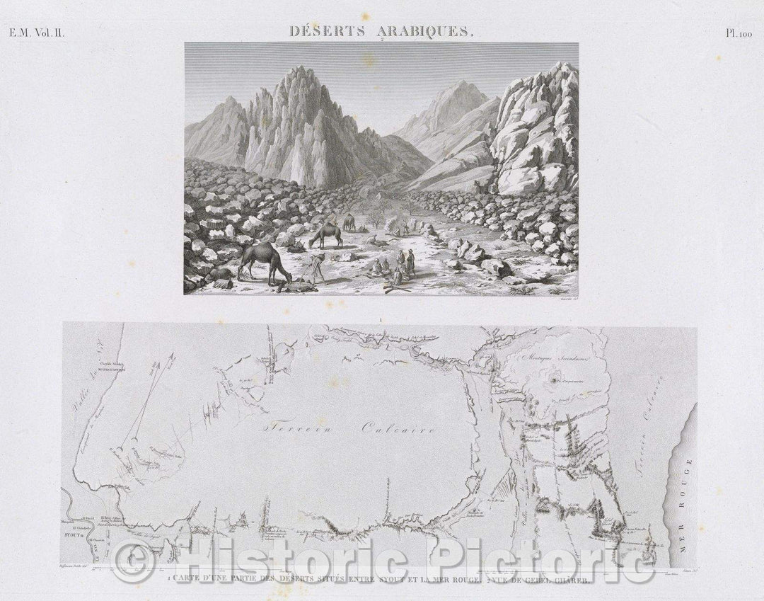Historic Map : Deserts Arabiques., 1823 , Vintage Wall Art