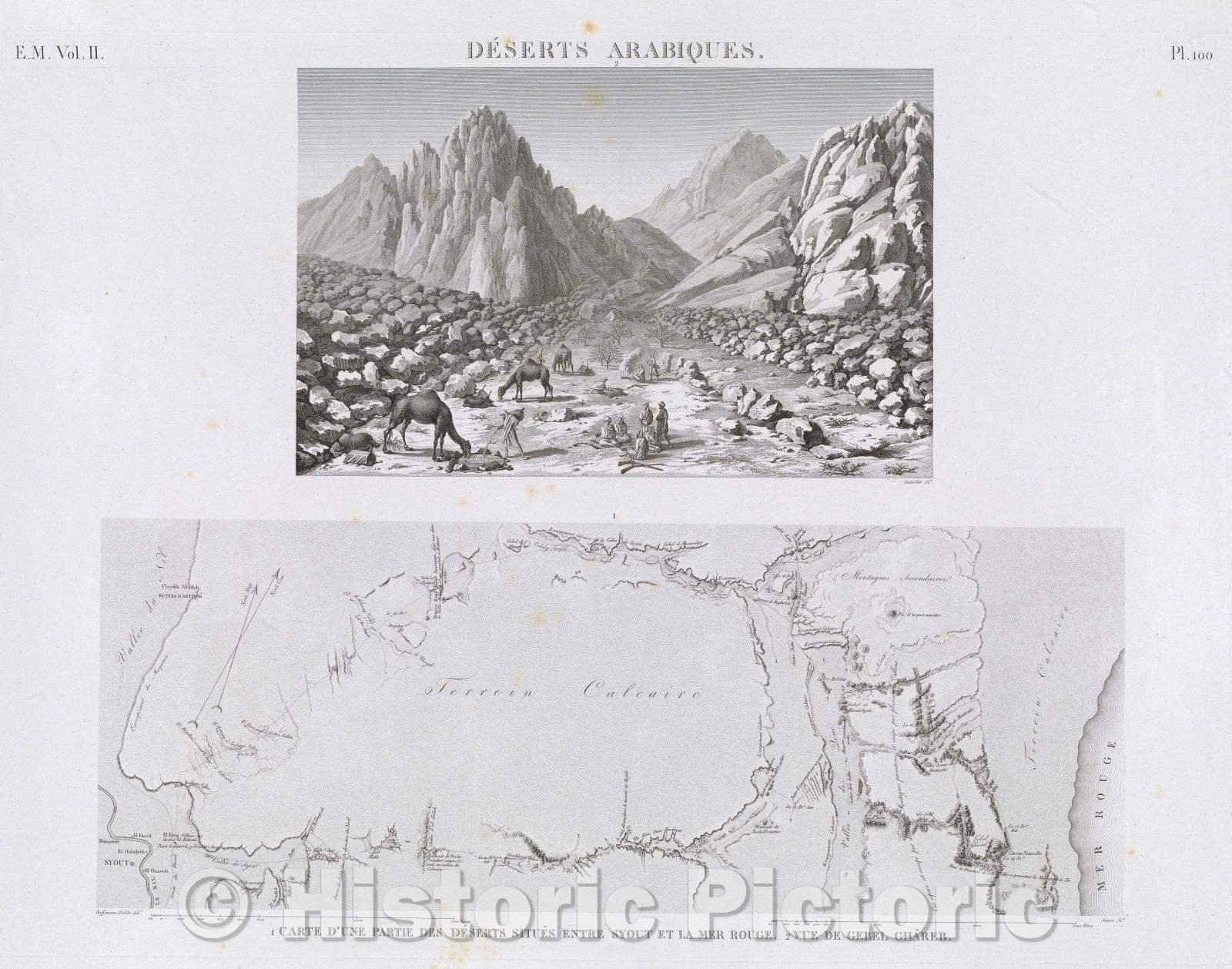 Historic Map : Deserts Arabiques., 1823 , Vintage Wall Art