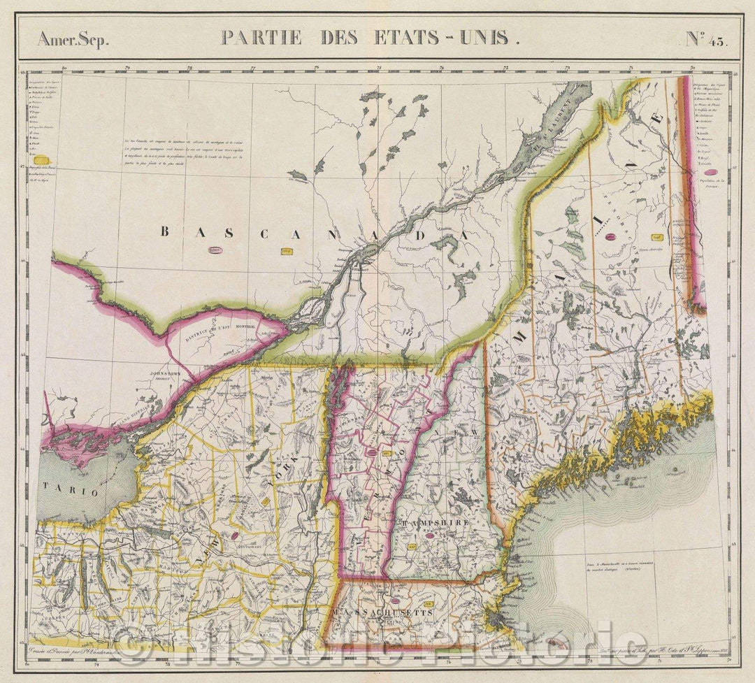 Historic Map : Partie des Etats-Unis., 1827 , Vintage Wall Art