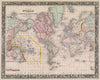 Historic Map : Map of the World on the Mercator Projection, Exhibiting the American Continent as its Centre, c. 1870 , Vintage Wall Art