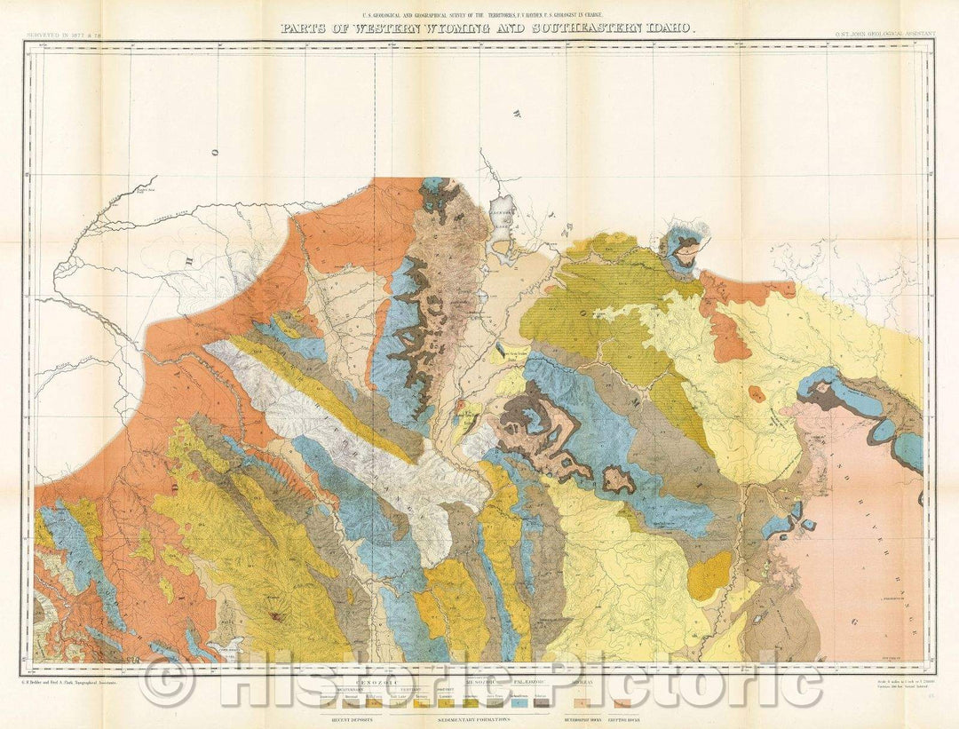 Historic Map : Parts of Western Wyoming and Southeastern Idaho, 1878 , Vintage Wall Art