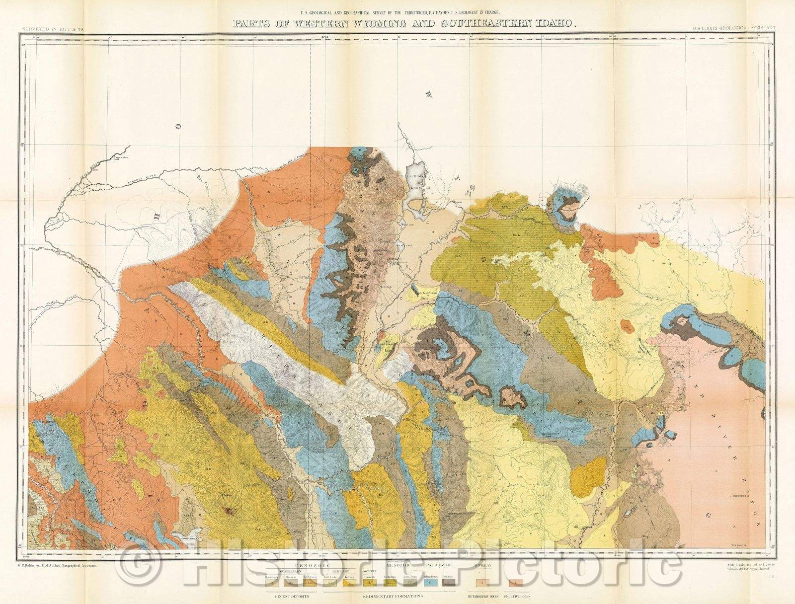 Historic Map : Parts of Western Wyoming and Southeastern Idaho, 1878 , Vintage Wall Art