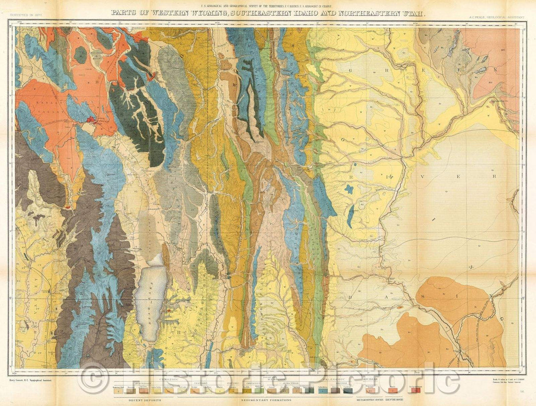 Historic Map : Parts of Western Wyoming, Southeastern Idaho and Northeastern Utah., 1878 , Vintage Wall Art