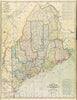 Historic Map : Map of the State of Maine  Showing Railroads, Towns, Plantations and Wild Lands. 1900., 1900 , Vintage Wall Art