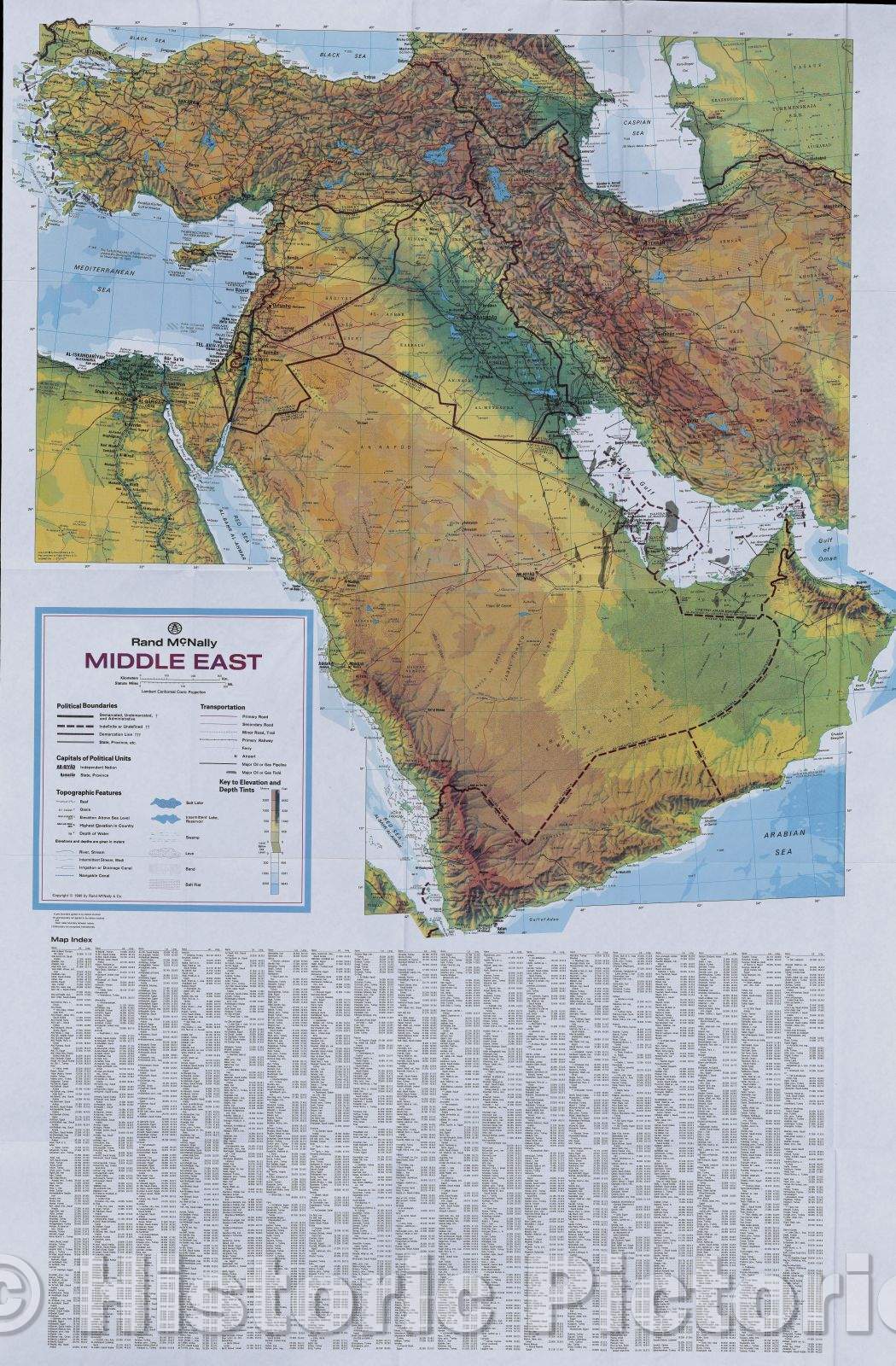 Historic Map : The Desert Storm War Zone Map. Middle East, 1990 , Vintage Wall Art