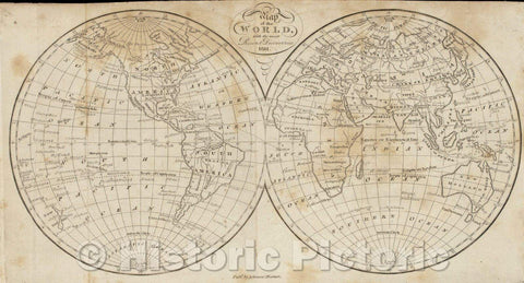 Historic Map : Map of the World, with the most Recent Discoveries, 1811 , Vintage Wall Art