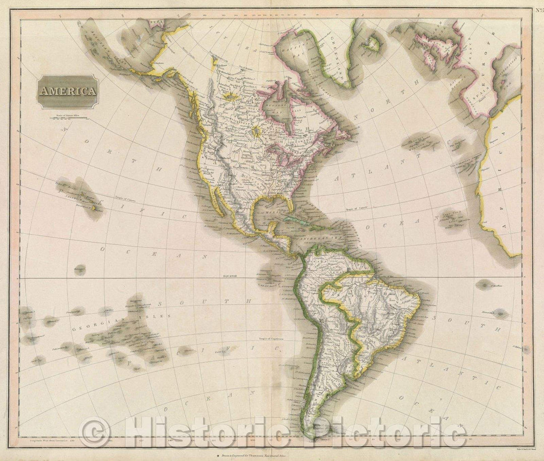 Historic Map : America, c. 1820 , Vintage Wall Art